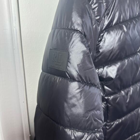 Lauren Ralph Lauren Faux Fur Trim Quilted Puffer Black Jacket Size Small - Picture 9 of 15